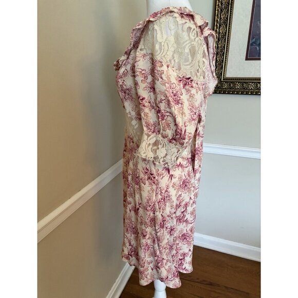 NWOT Free People Womens Size 6 Lucie Mini Dress Pink Floral Open Back Lace Trim - Picture 6 of 8